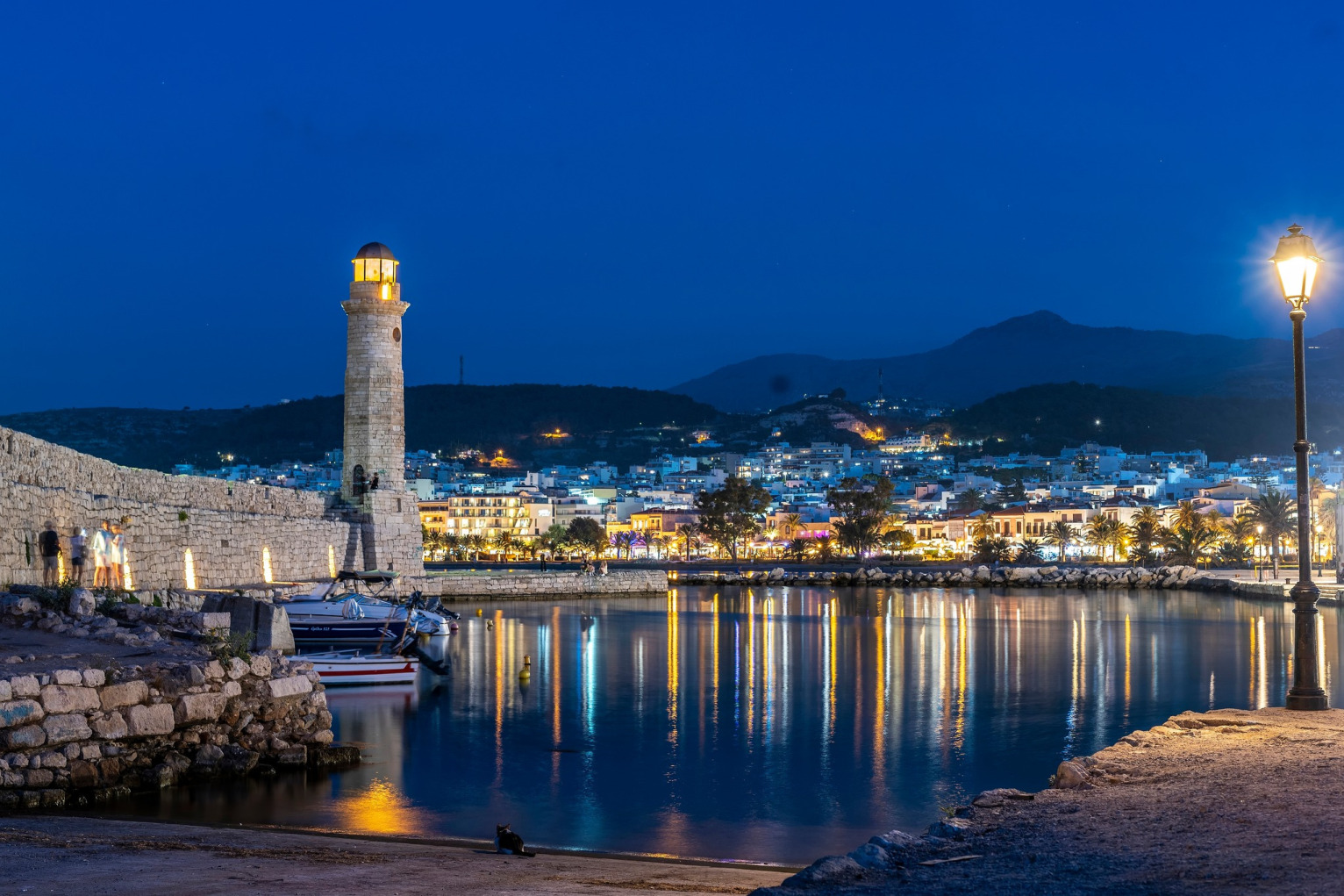 The Egyptian Lighthouse in the Venetian Harbor, one of the top attractions in Rethymno, Crete.